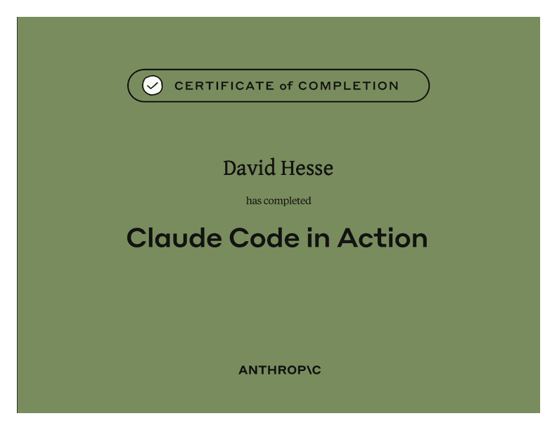 Zertifikat: Claude Code in Action